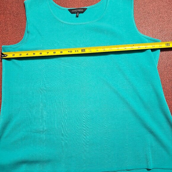 Ming Wang Turquoise Sleeveless Tank Top 1X Office Career Side Slit Knit Shell - Picture 7 of 8